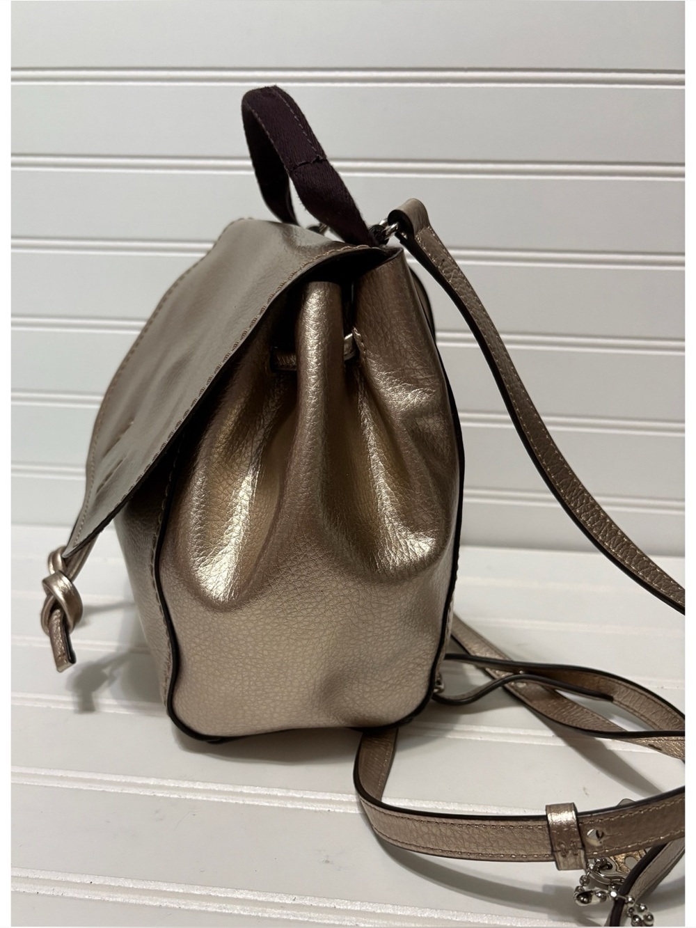 COACH Derby Mini Metallic Gold Drawstring Backpack Shoulder Bag Tote F16605 - Picture 4 of 10